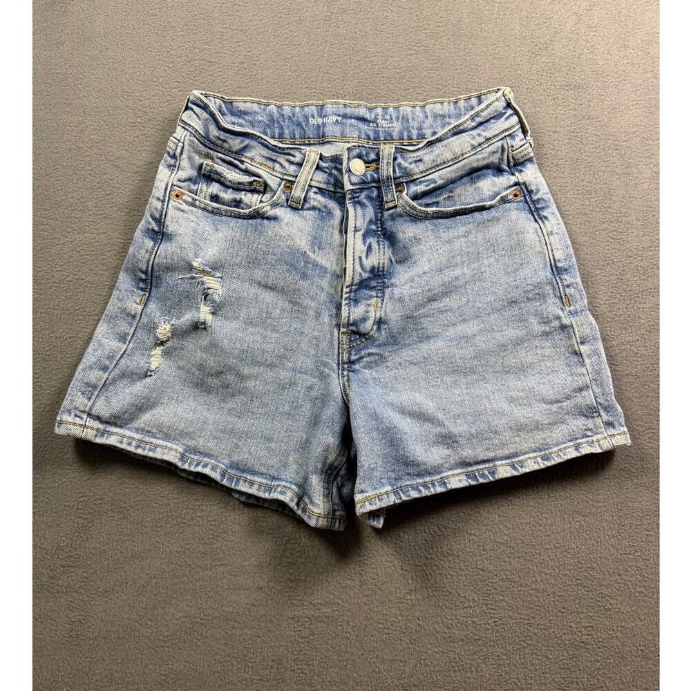 Old Navy OG Straight High Rise Light Wash Distressed Denim Jean Shorts Size 4